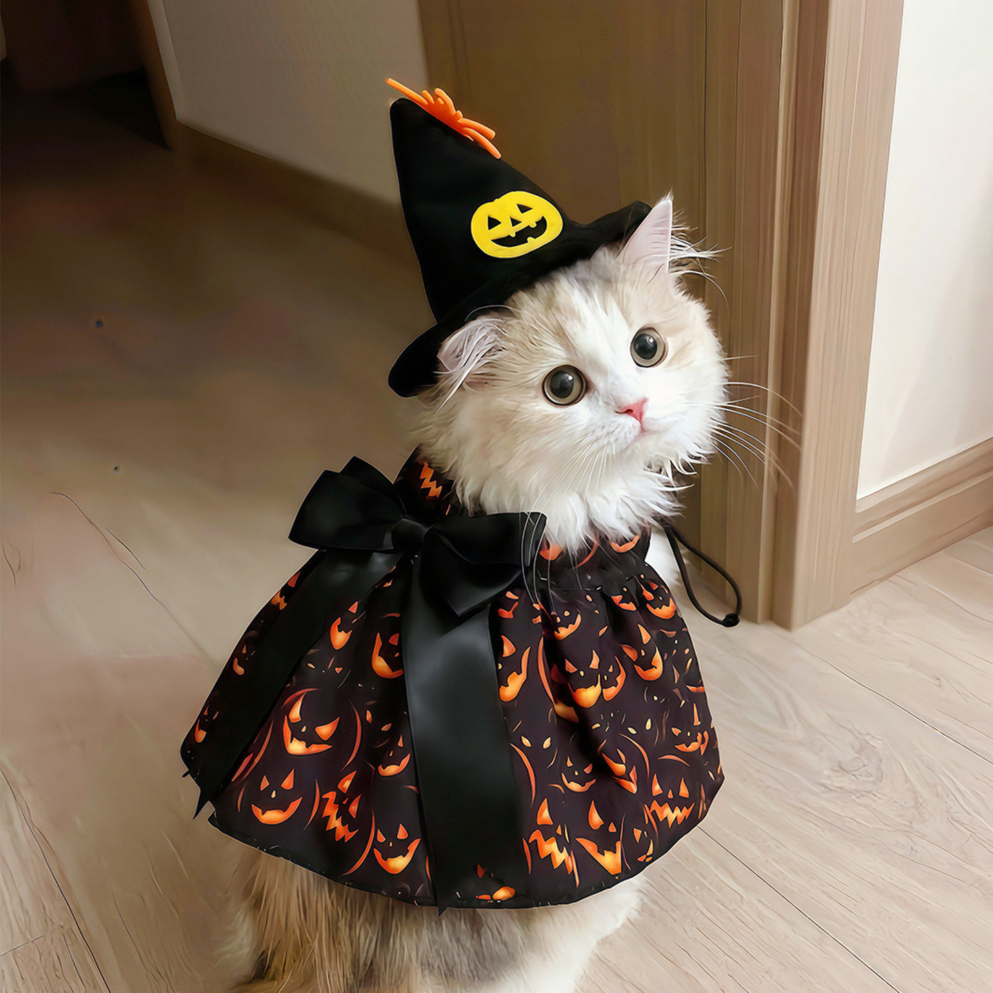猫咪南瓜披风帽子万圣节斗篷宠物装扮可爱搞怪节日氛围拍照道具