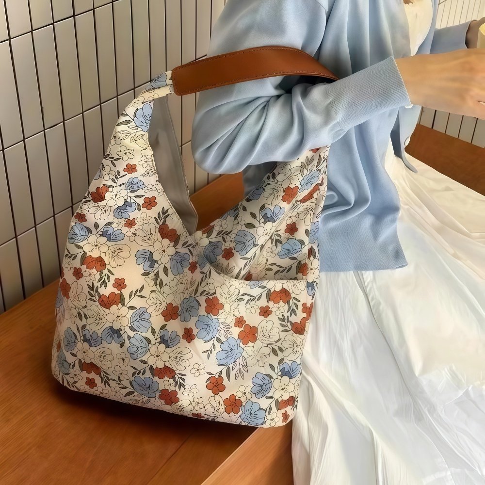 帆布包女2025新款文艺碎花帆布包小众设计大容量复古单肩手提包,箱包皮具/热销女包/男包,时尚帆布包,淘宝优惠券,粉丝福利购,淘宝优惠卷