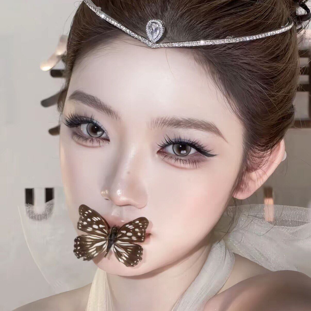 迪丽热巴同款蝴蝶妆造面部小装饰网红氛围感转场拍照道具出片神器