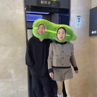 窝瓜连体头套双人菜头玩偶毛绒柔软搞怪单人抱枕帽子搞笑情侣玩具