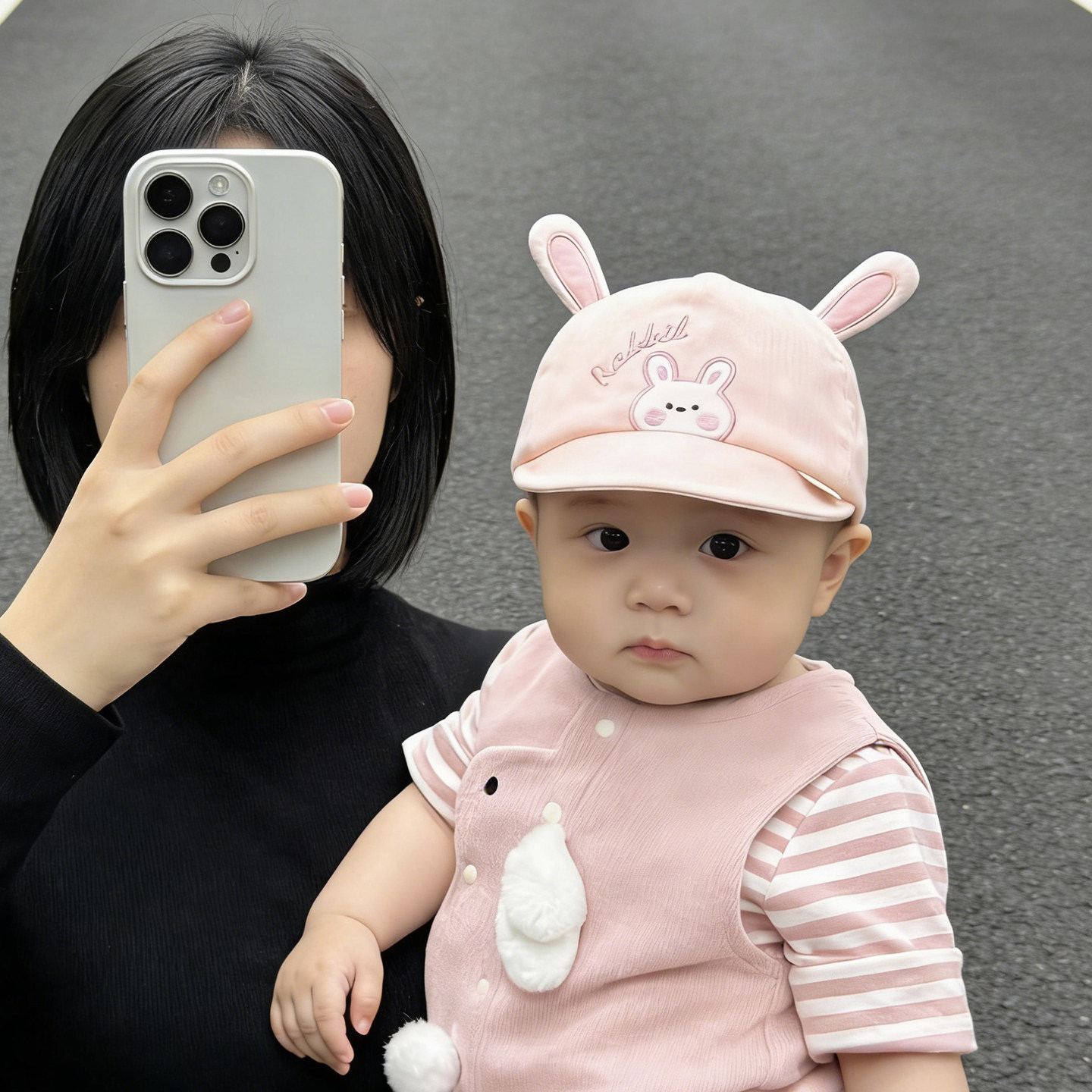 婴幼儿春夏纯棉兔兔防晒棒球帽