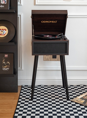 欧蒂诺落地式多功能黑胶唱片机收音送礼蓝牙音响复古样板间留声机