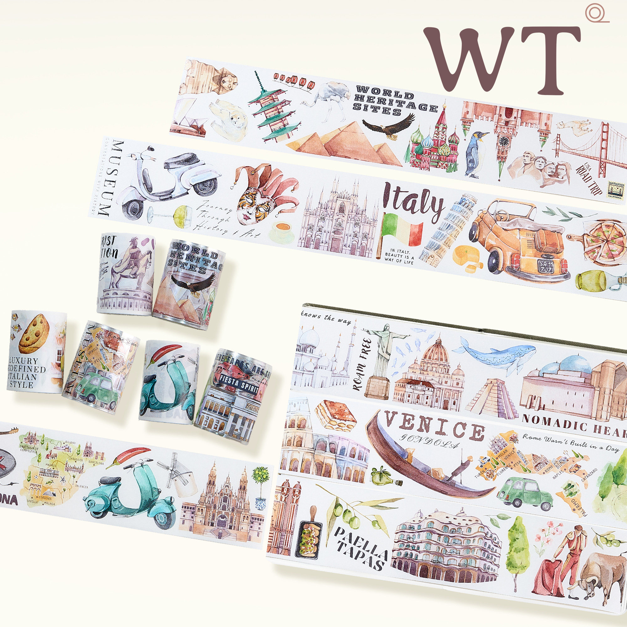 WT原创胶带 世界印象 威尼斯之梦 西班牙旅途 旅行模切手帐胶带,文具电教/文化用品/商务用品,和纸胶带,淘宝优惠券,粉丝福利购,淘宝优惠卷