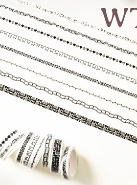 WT原创胶带 色彩在说话 黑白像素 窄边细胶带和纸PET边框分割线