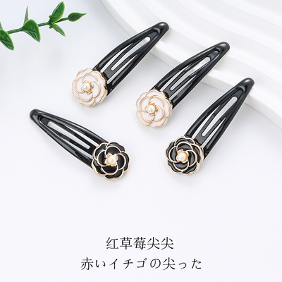 韩式黑色山茶花发卡头饰