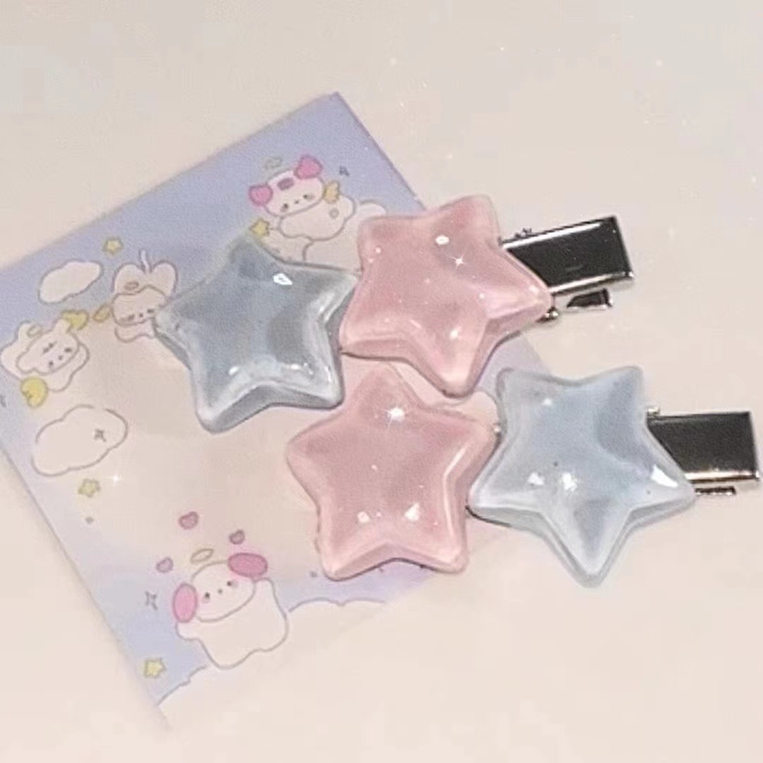 纯欲迷你果冻星星发夹甜美ins少女五角星发饰海盐蓝学生刘海边夹