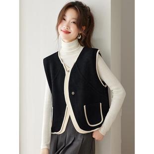 MONLOUVE女装2025新款无袖开衫外套女春秋短款宽松马甲女时髦洋气