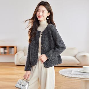 MONLOUVE2025春秋季新款今年流行爆款小香风短款外套女士时尚圆领