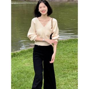 MONLOUVE秋天巨好看的韩系独特漂亮上衣女2025超火氛围感温柔风V