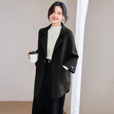 MONLOUVE灰色呢子大衣女款2025秋冬新款高级感气质斗篷加厚宽松外