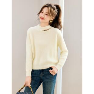 MONLOUVE红色毛衣女款秋冬季2025新款高级感加厚洋气毛线衣短款针