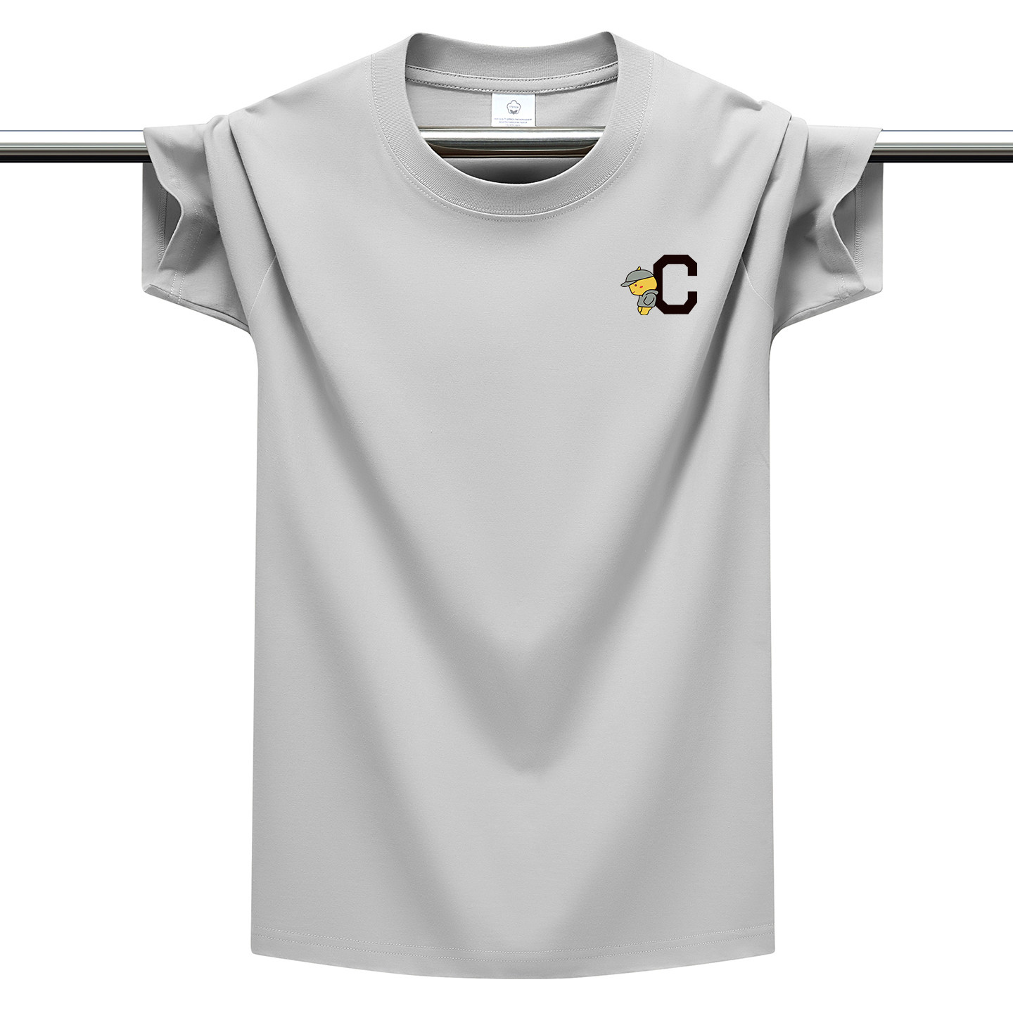 2026夏季新款圆领纯棉短袖T恤男青年大码宽松体恤百搭上衣打底衫