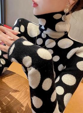 绿色高领毛衣女打底衫秋冬洋气时尚2025年新款爆款针织衫女士内搭