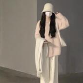 纯欲粉色马海毛毛衣女中长款 宽松慵懒风2025秋冬防水貂绒温柔少女