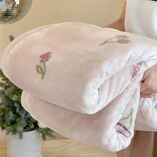 毛毯被子冬季加厚拉舍尔双面毛绒盖毯学生宿舍单人珊瑚法兰绒毯子