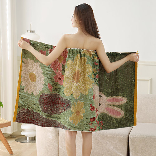 纯棉纱布浴巾女吸水速干全棉家用不掉毛成人洗澡裹巾2025新款浴裙