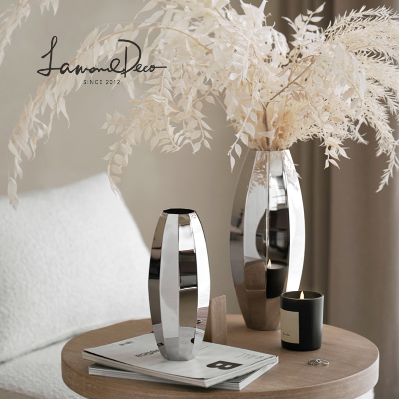 LamomeDeco北欧不锈钢花瓶轻奢花器家居餐桌酒店摆件生日乔迁礼物