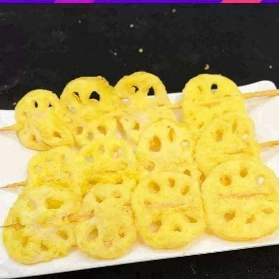 莲藕串素食串裹粉耦盒串莲藕片串商用特色油炸小吃半成品15串