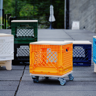 vibespace工业风储物箱车载塑料露营户外折叠收纳凳牛奶筐收纳箱