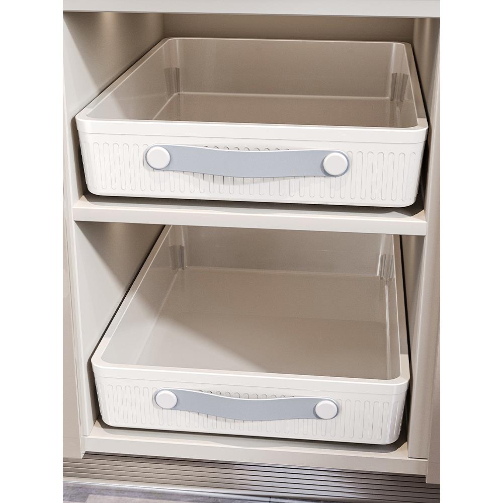 橱柜抽屉托盘抽拉式下水槽拉篮筐厨房碗碟盘置物架滑轨收纳盒神器