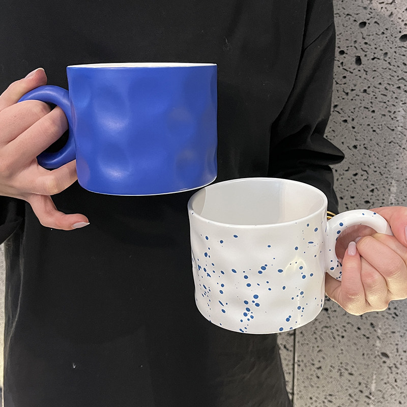 克莱因蓝情侣水杯陶瓷马克杯子咖啡杯牛奶燕麦杯