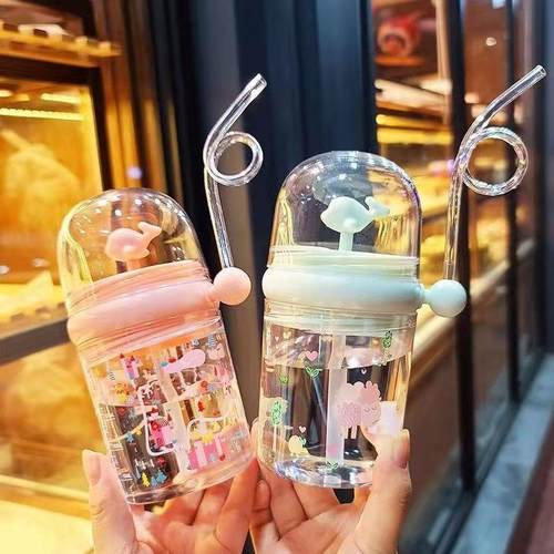 鲸鱼会喷水的杯子儿童宝喝吸管