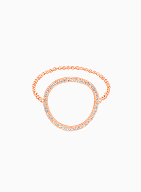 【3期免息】DJULA茱蕊 几何系列18K金镶钻玫瑰金白金戒指 HD