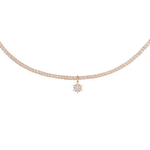 星耀18K金镶钻太阳雪花吊坠玫瑰金项链 DJULA茱蕊 星品臻选