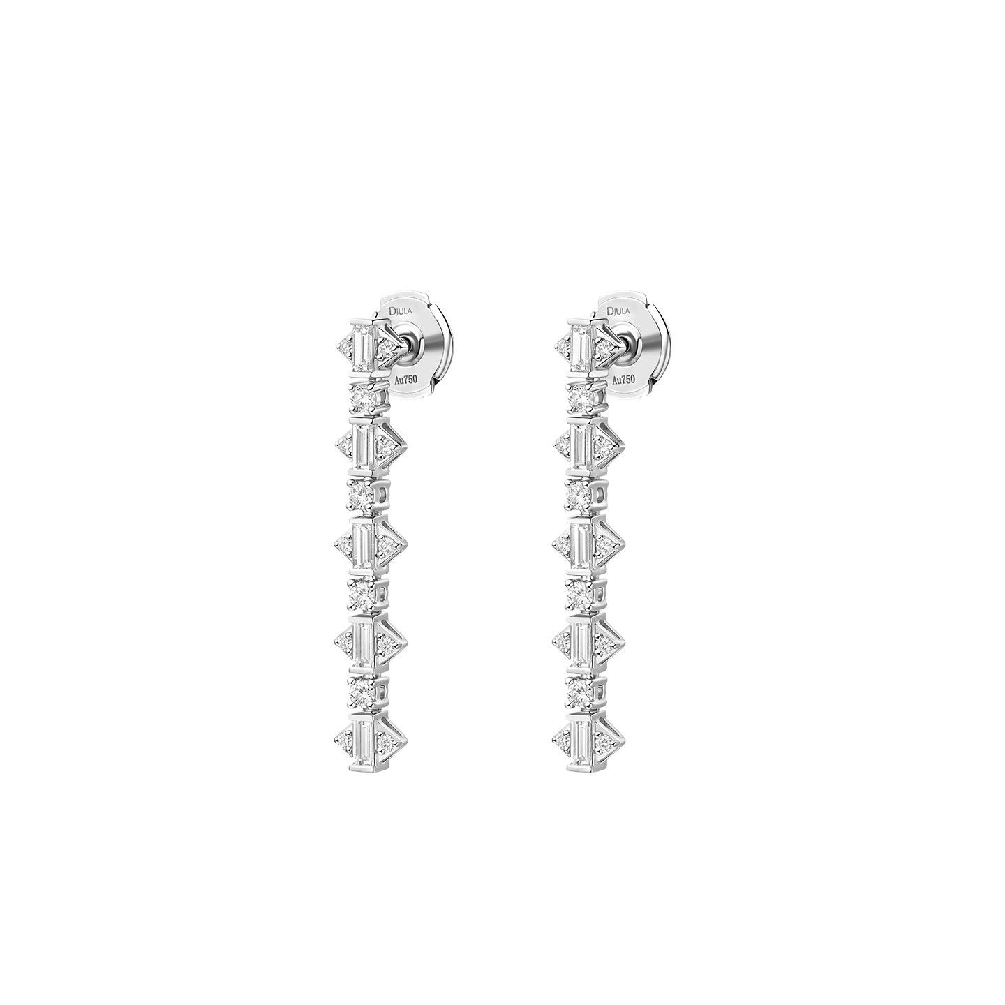 DJULA茱蕊 无境系列18K金钻石玫瑰白金耳饰耳钉耳骨钉一对