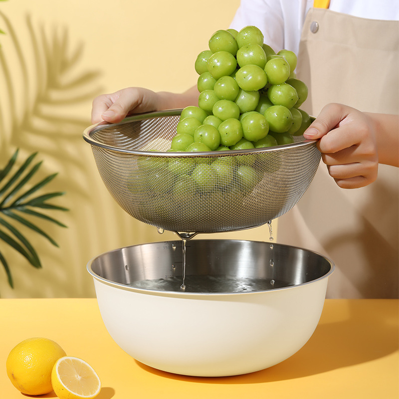 家用厨房料理盆料理碗带刻度不锈钢烘焙打蛋盆和面洗菜盆水果盆