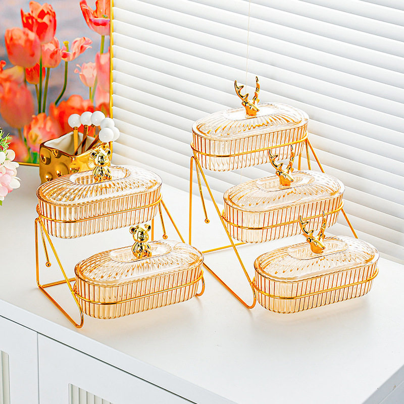 跨境轻奢ins风多层水果盘果盘果碟客厅家用干果盘分格零食糖托盘