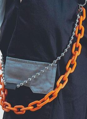 ins潮裤链挂饰男荧光绿树脂腰链嘻哈裤链女配饰朋克风可拆卸链条