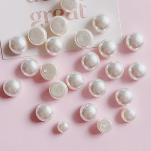 饰配件 10mm馒头珠扁珍珠diy手工材料团扇蝴蝶结发饰服饰装