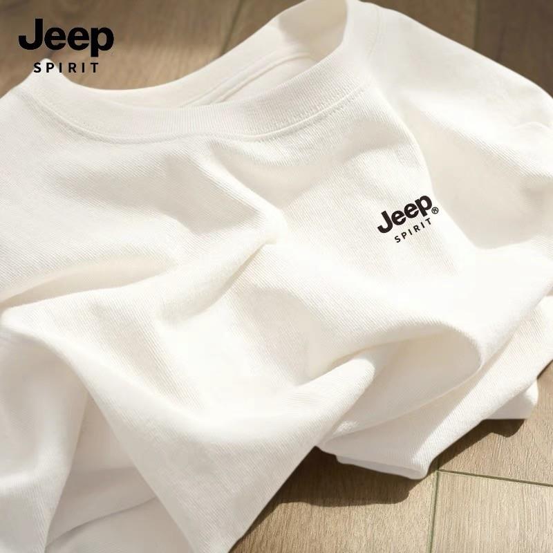 JEEP吉普纯棉短袖T恤男款2025新款春季男士打底衫宽松重磅上衣男S