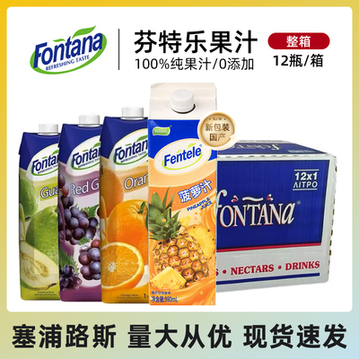芳塔娜塞浦路斯fentele芬特乐果汁饮料整箱芬菠萝汁橙汁苹果汁 1L