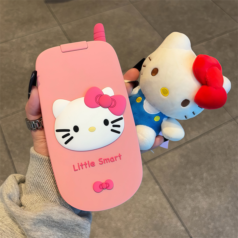 日韩公主粉色翻盖补妆镜子大哥大造型适用苹果16/15iphone14/16Promax手机壳13promax保护套少女12防摔硅胶套
