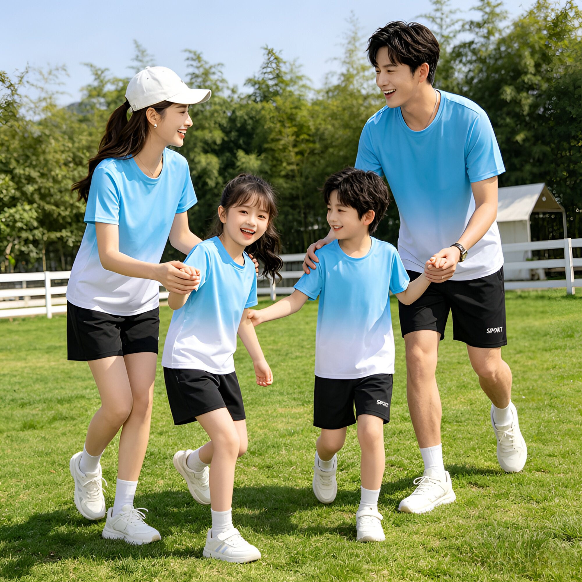 亲子装一家三四口母子女2026新款运动套装定制速干衣T恤班服印字图片