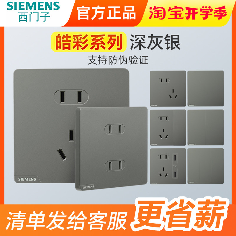 西门子皓彩深灰色10A86型开关图片