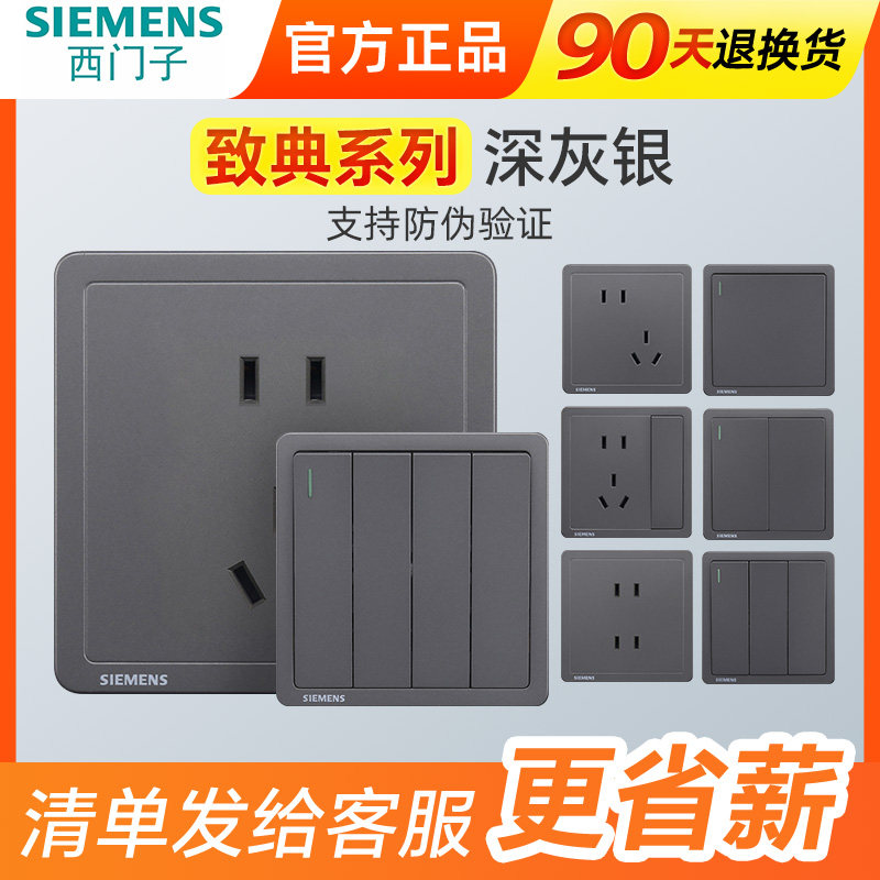 10ASIEMENS/西门子深灰银3年五孔