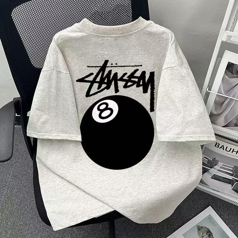 男女童潮流黑8印花宽松纯棉短袖T恤夏季中大儿童oversize上衣服