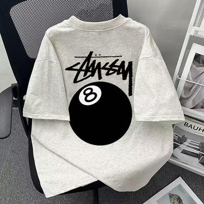 男女童潮流黑8印花宽松纯棉短袖T恤夏季中大儿童oversize上衣服