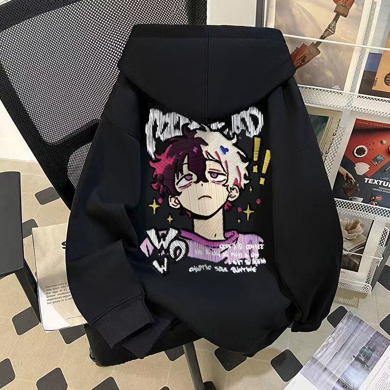 中大儿童美式炸街潮牌宽松连帽卫衣男孩秋冬加绒宽松痞帅外套上衣