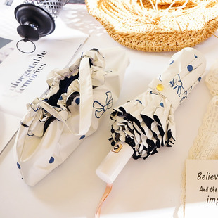 日系蕾丝全自动太阳伞防晒防紫外线女晴雨两用遮阳伞黑胶折叠雨伞