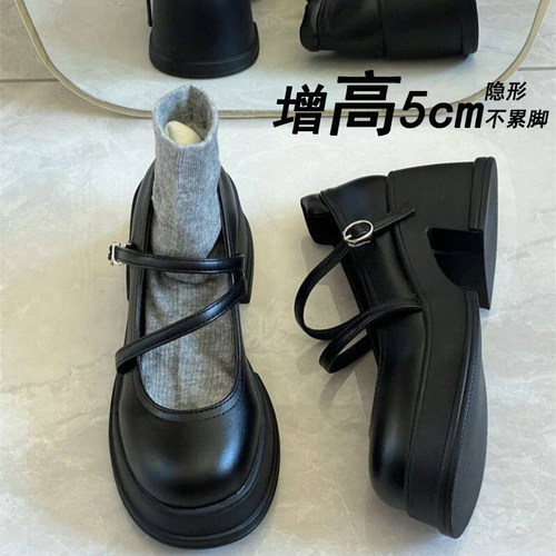 夏季新款英伦复古厚底玛丽珍鞋