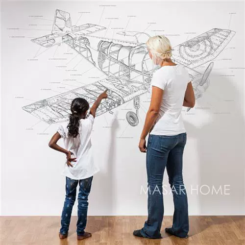 9d скандинавские простые обои для гостиной, спальни, эффект карандашного рисунка, Fokker, самолет, механическая схема, фон для детской комнаты, фреска