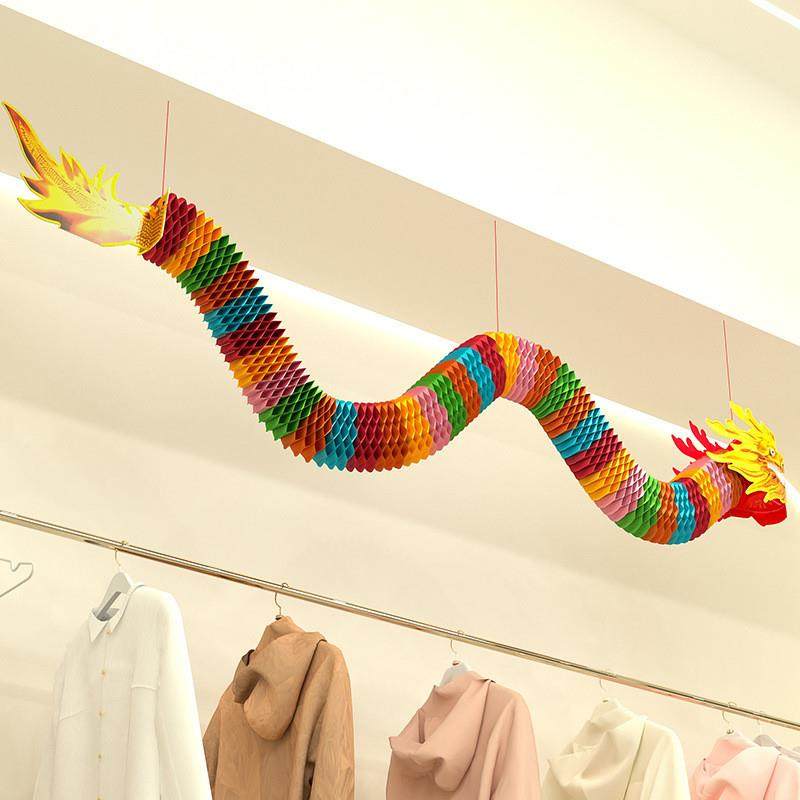 新年店铺装饰过年氛围布置服装店彩龙新春装扮龙年春节拉花挂件