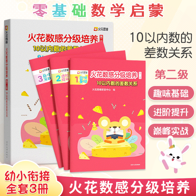 火花数感分级培养第二级 10以内数的差数关系火花思维研发中心学前班幼升小数学思维训练借十法凑十法口算题10数学启蒙书籍