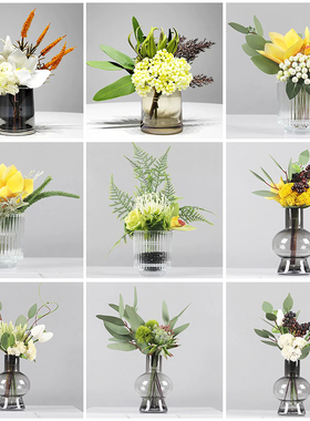 中式落地仿真花摆件售楼处玻璃