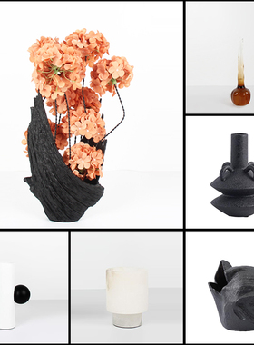 现代简约树脂金属花艺摆件客厅咖啡厅样板间软装亚克力花器摆设