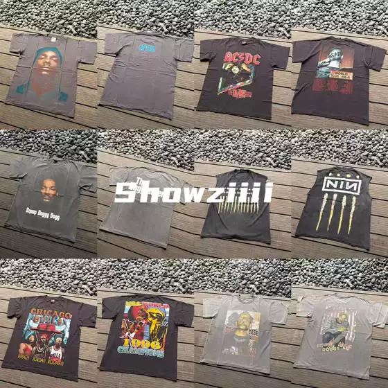 VTG collection thermosetting oil ink washing old cylinder seamless short sleeved acdc dog master couple T-shirt